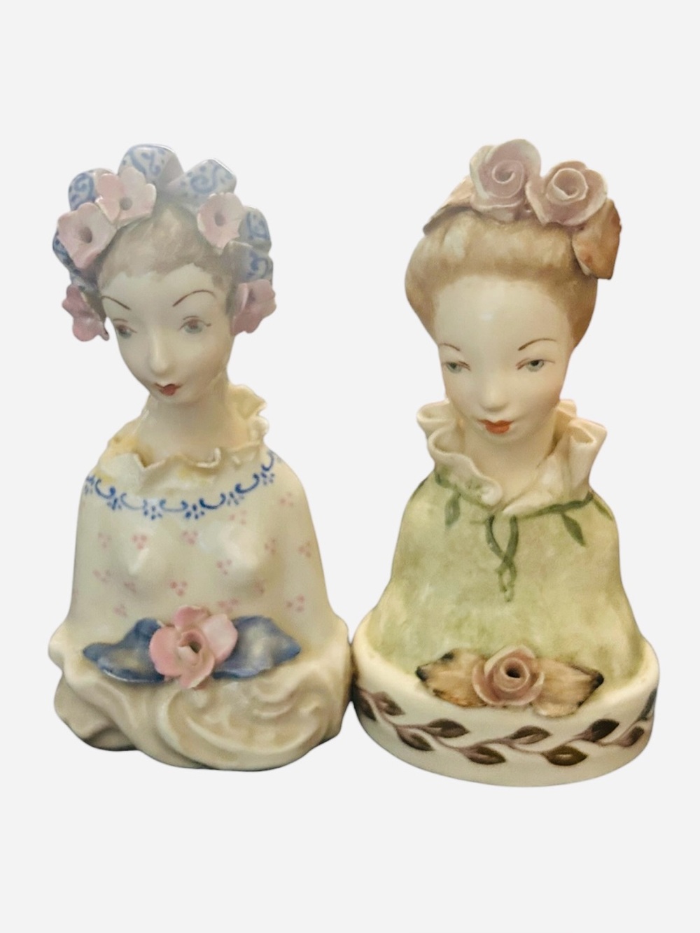 Vintage antique Cordey porcelain 1940s Victorian 2 Ladies busts Grandmacore